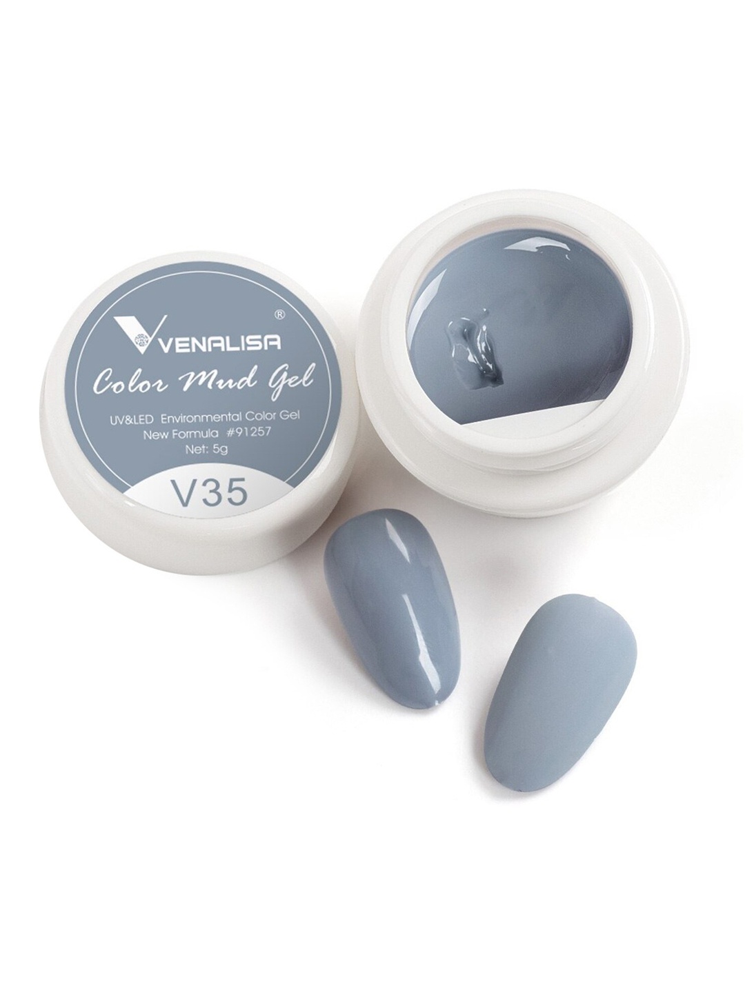 VENALISA Color Mud UV & Led Gel Nail Polish 5 g - V35, Grey