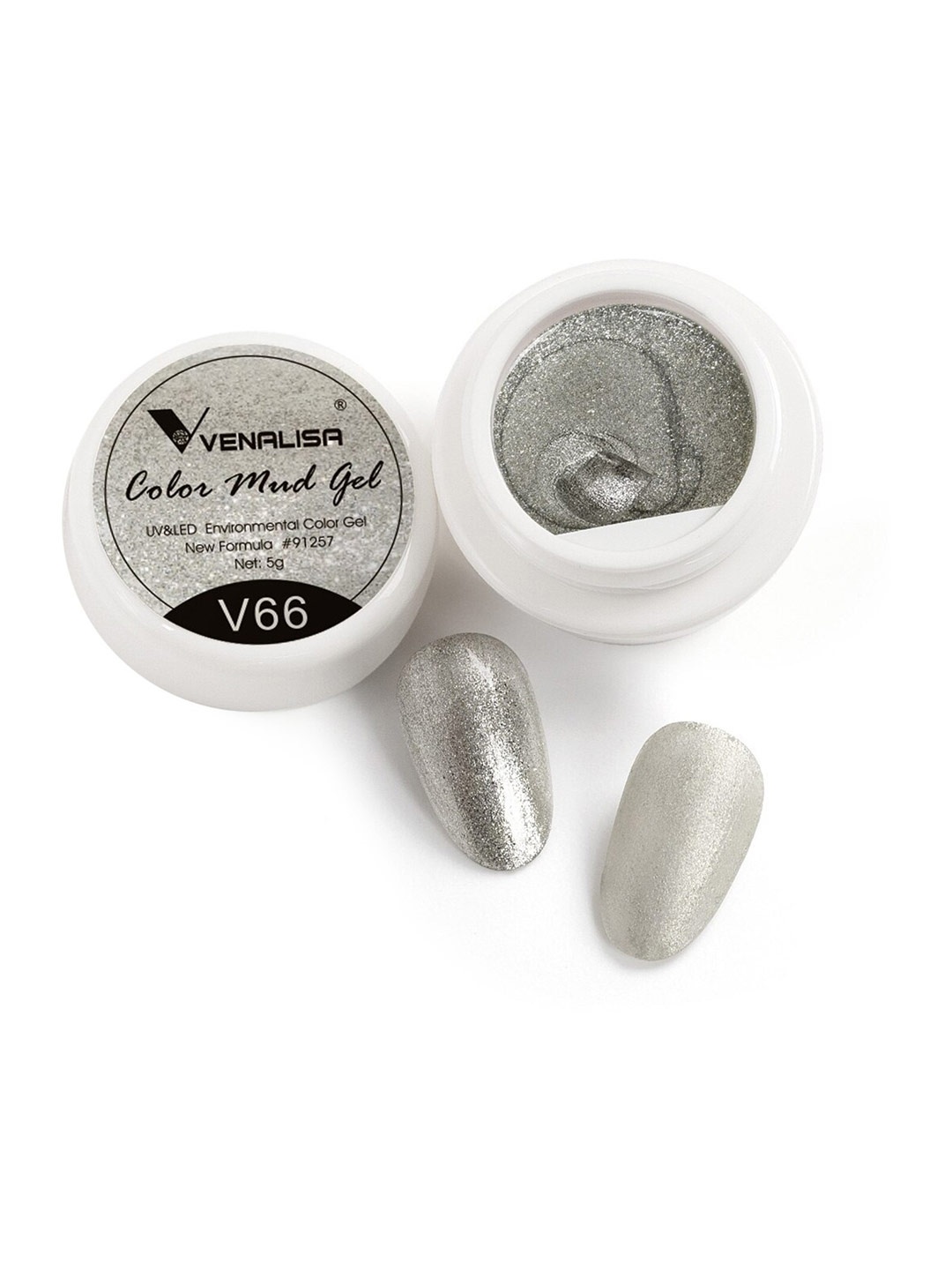 

VENALISA Color Mud UV LED One Stroke Gel Nail Polish - Shade V66, Silver