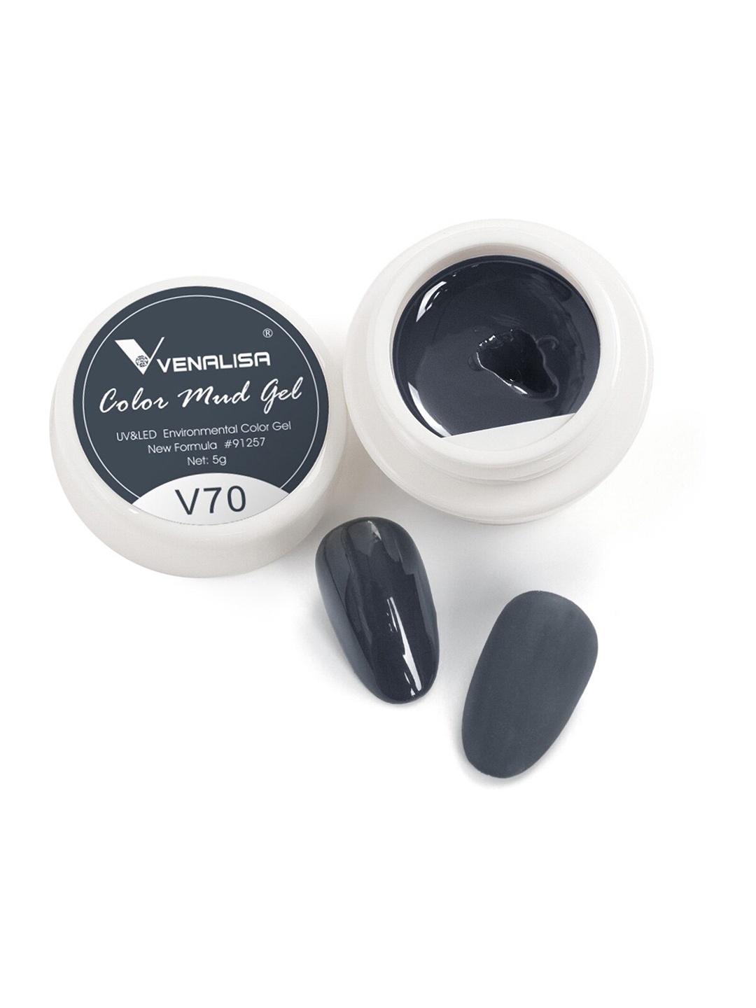 VENALISA Color Mud UV LED One Stroke Gel Nail Polish - Shade V70, Grey