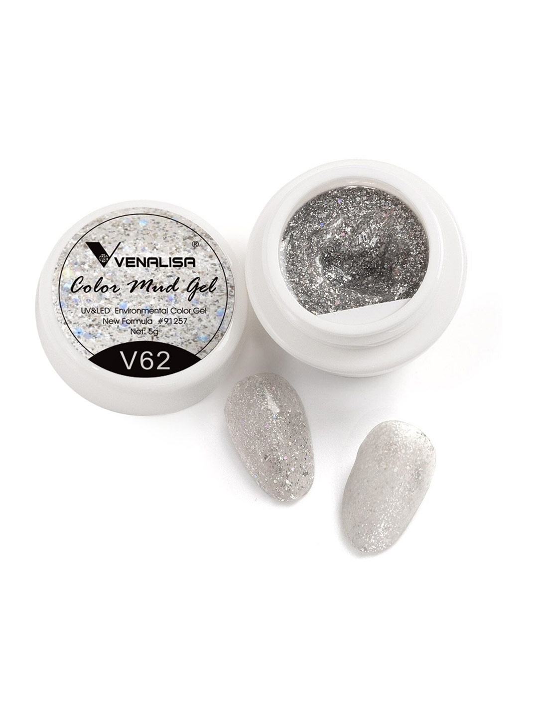 

VENALISA Color Mud UV & Led Gel Nail Polish 5 g - V62, Silver