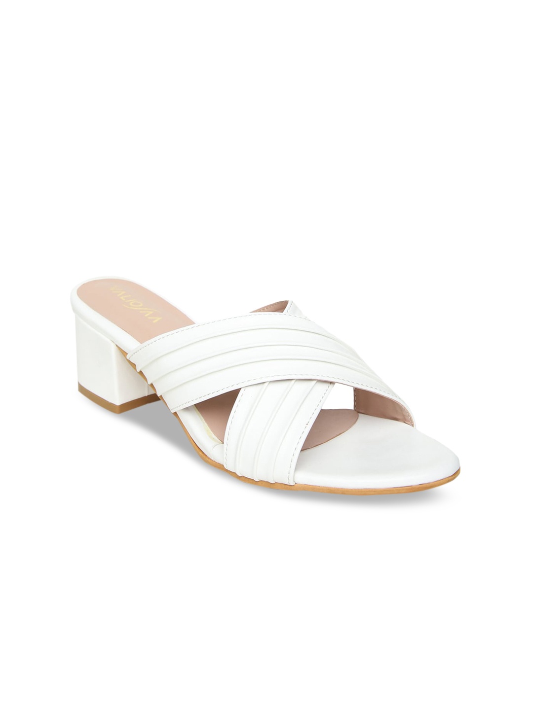 

VALIOSAA White Textured Block Mules