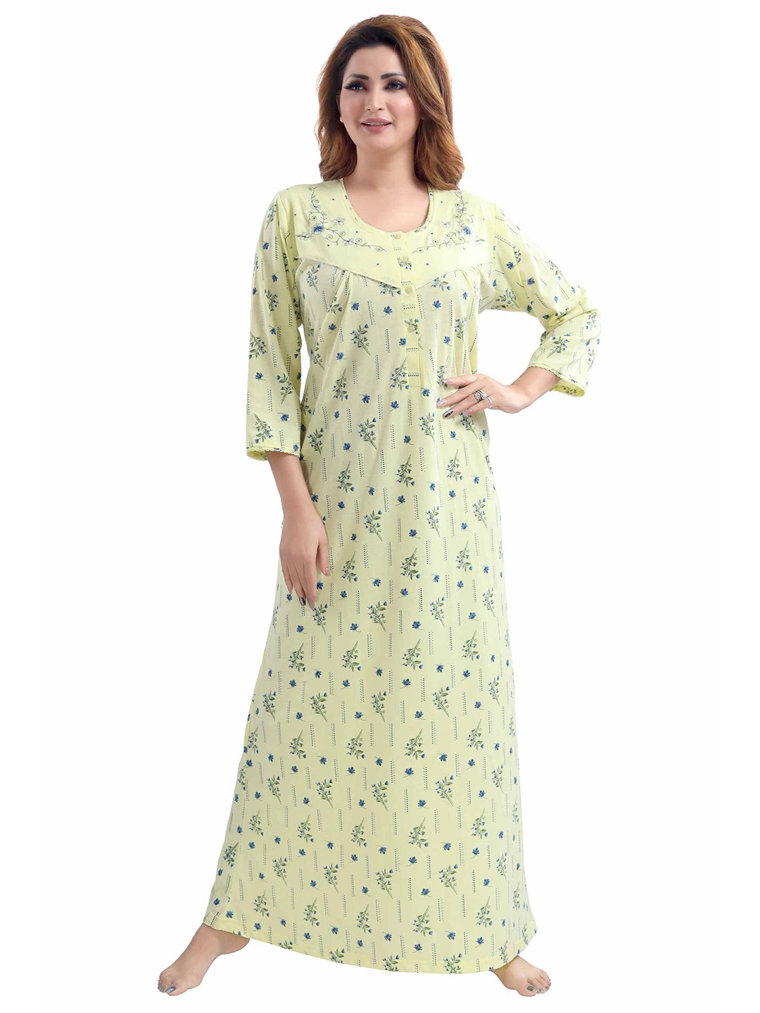 

9shines Label Yellow Printed Maxi Nightdress