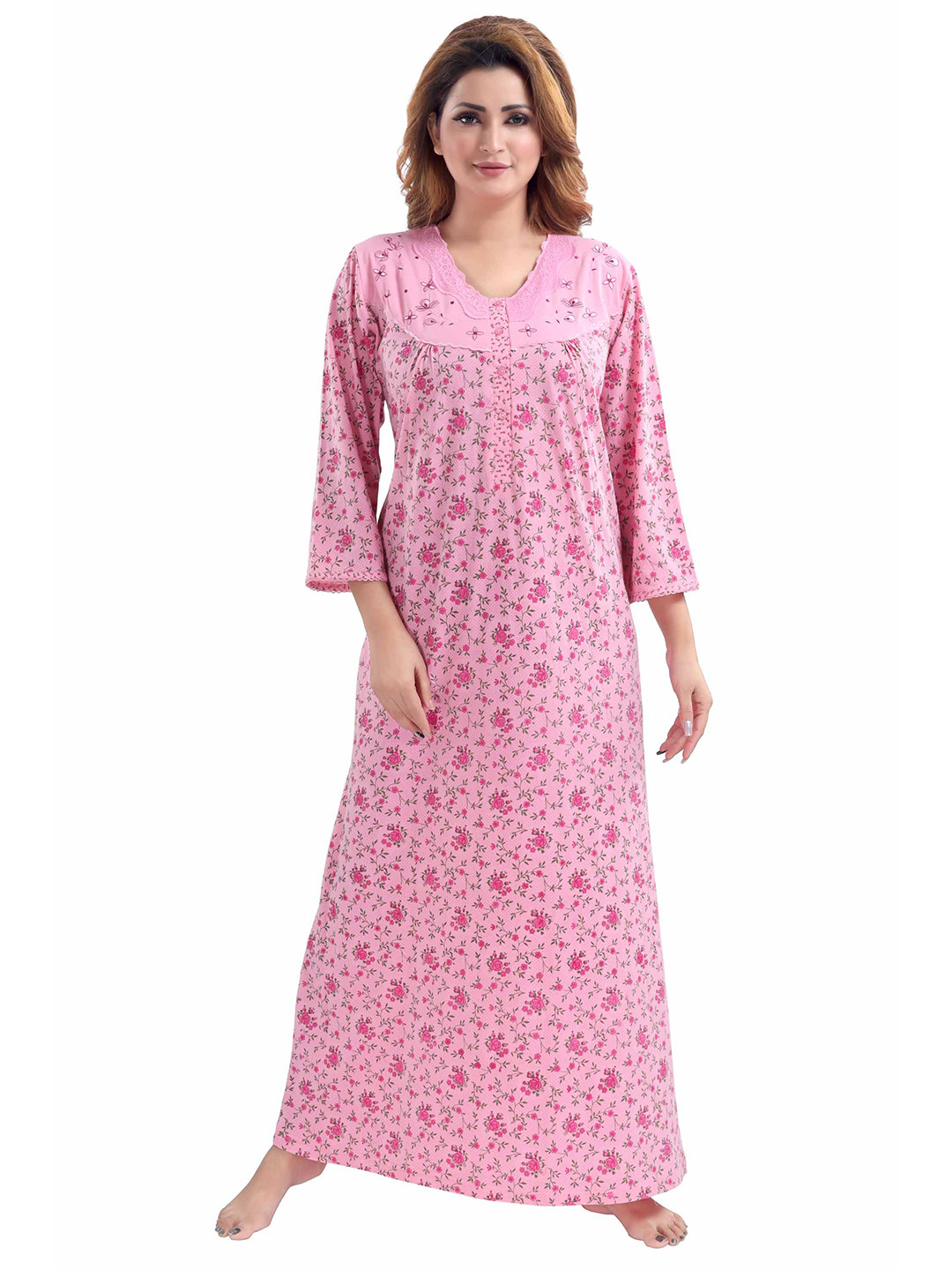 

9shines Label Pink Printed Maxi Nightdress