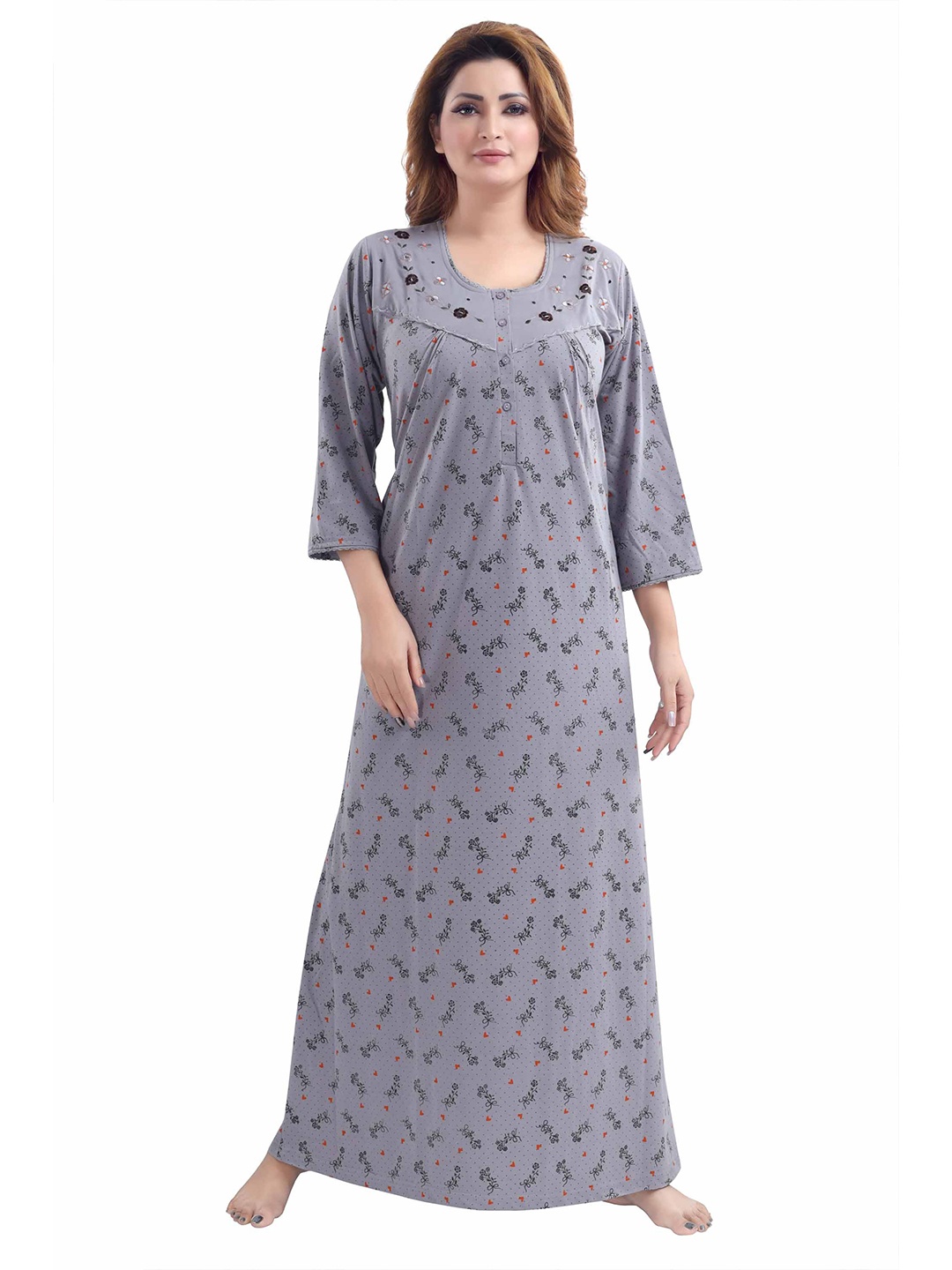 

9shines Label Charcoal Printed Maxi Nightdress