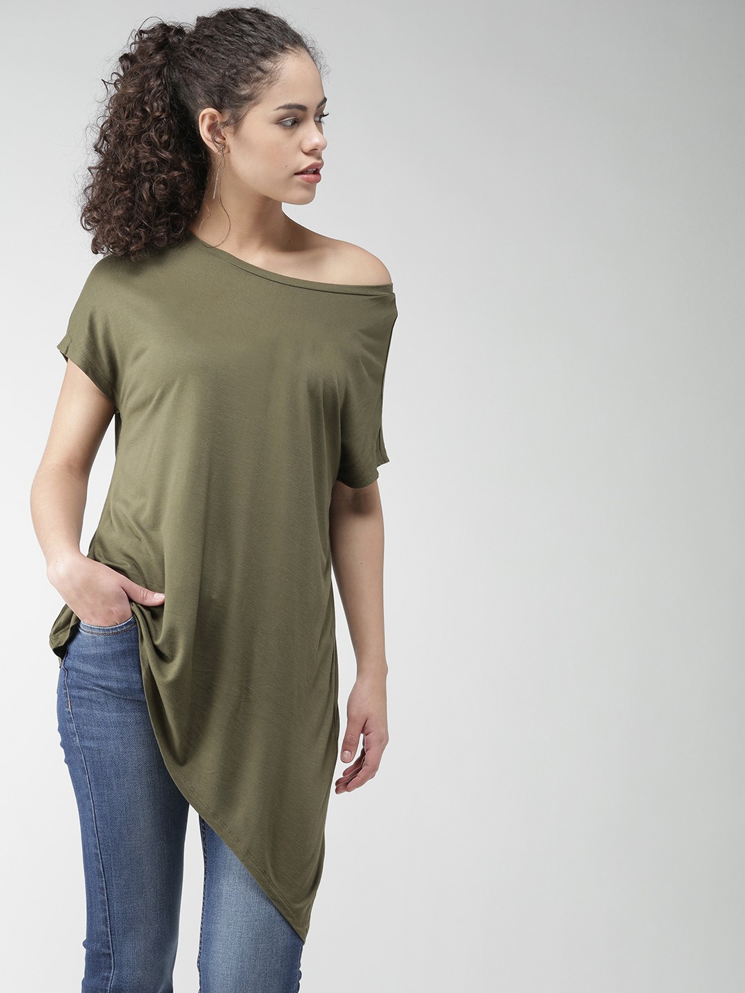 

FOREVER 21 Women Olive Green Top