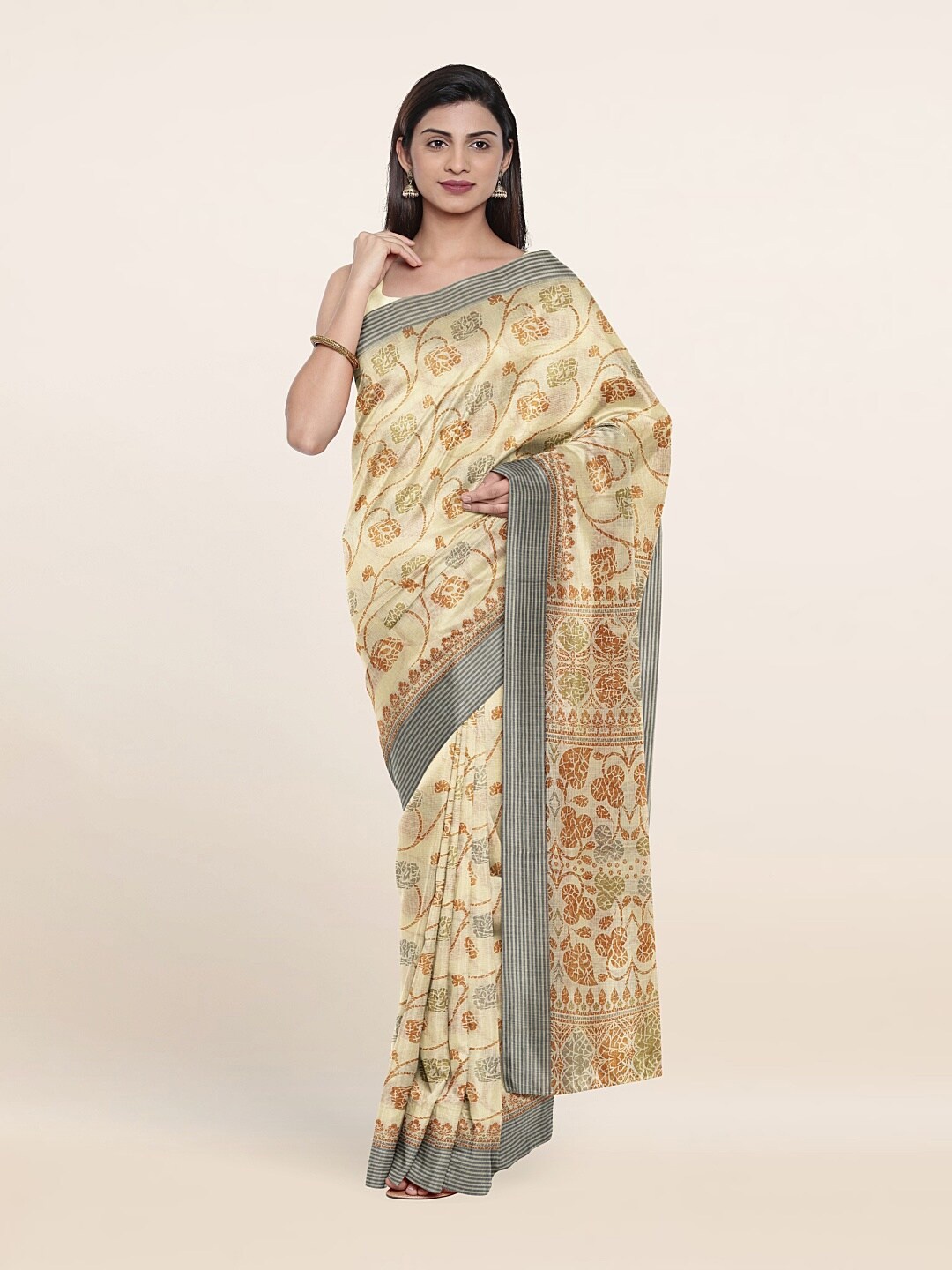 

Pothys Yellow & Green Floral Saree