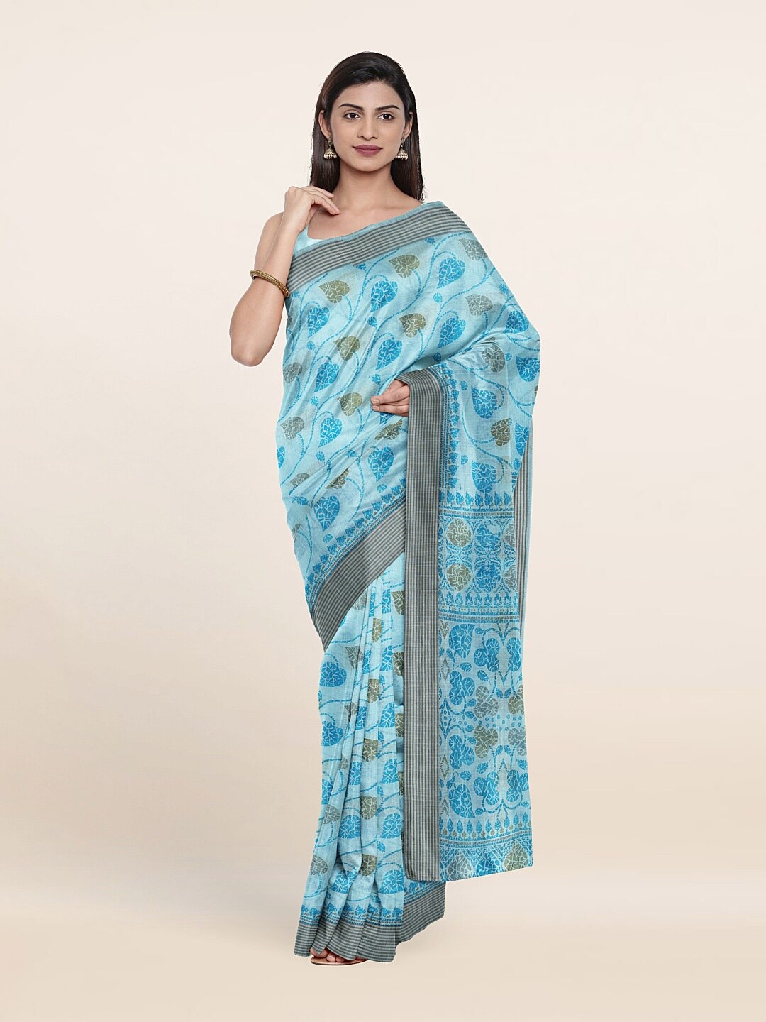 

Pothys Blue & Green Floral Saree