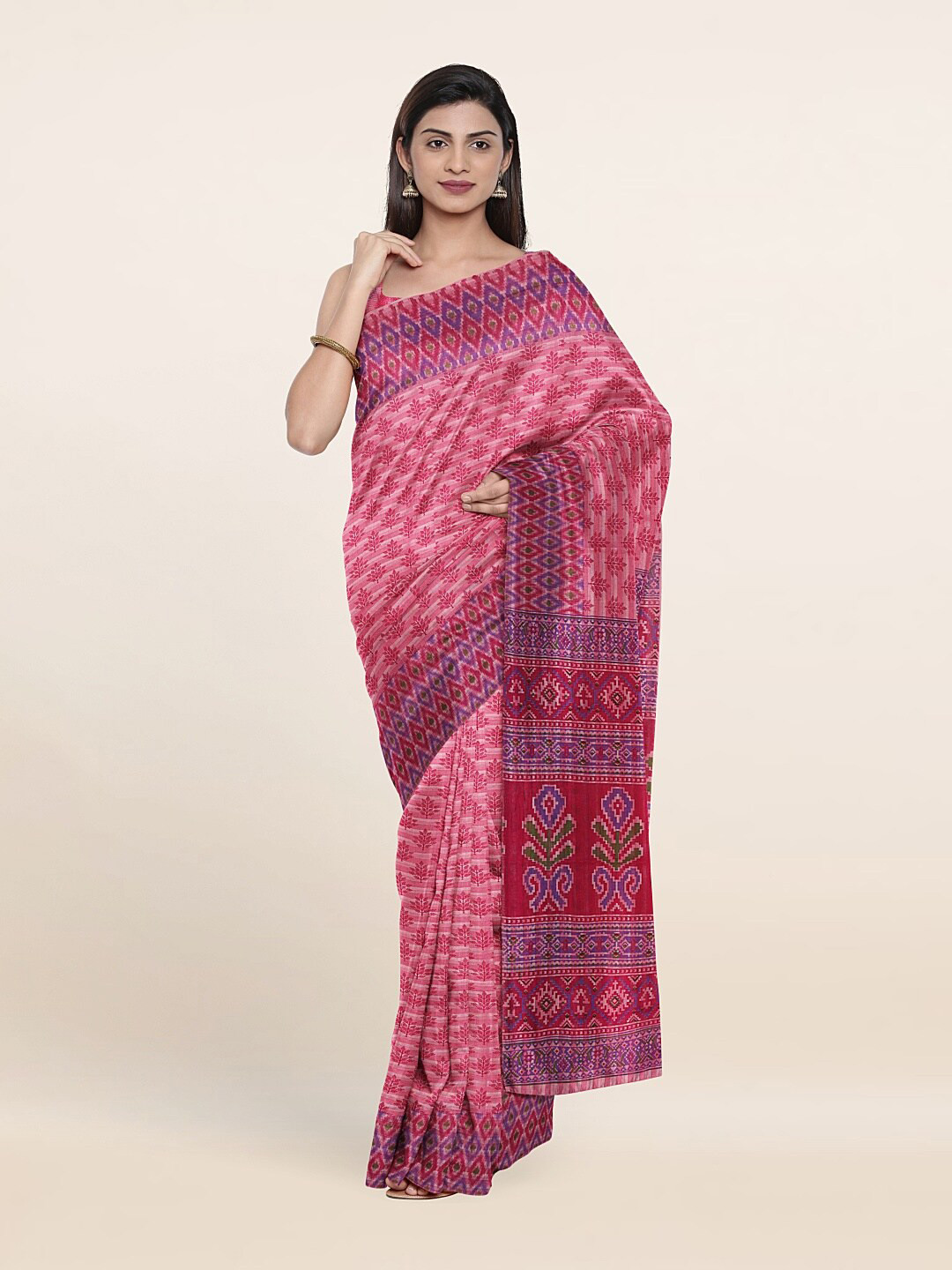 

Pothys Pink & Purple Floral Saree