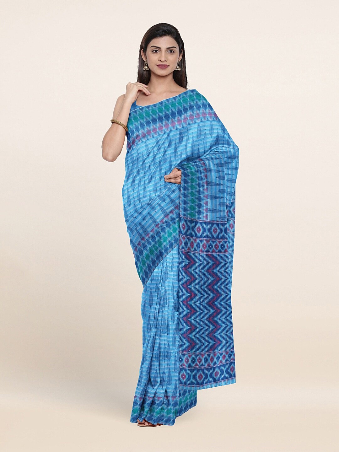 

Pothys Blue Ethnic Motifs Saree