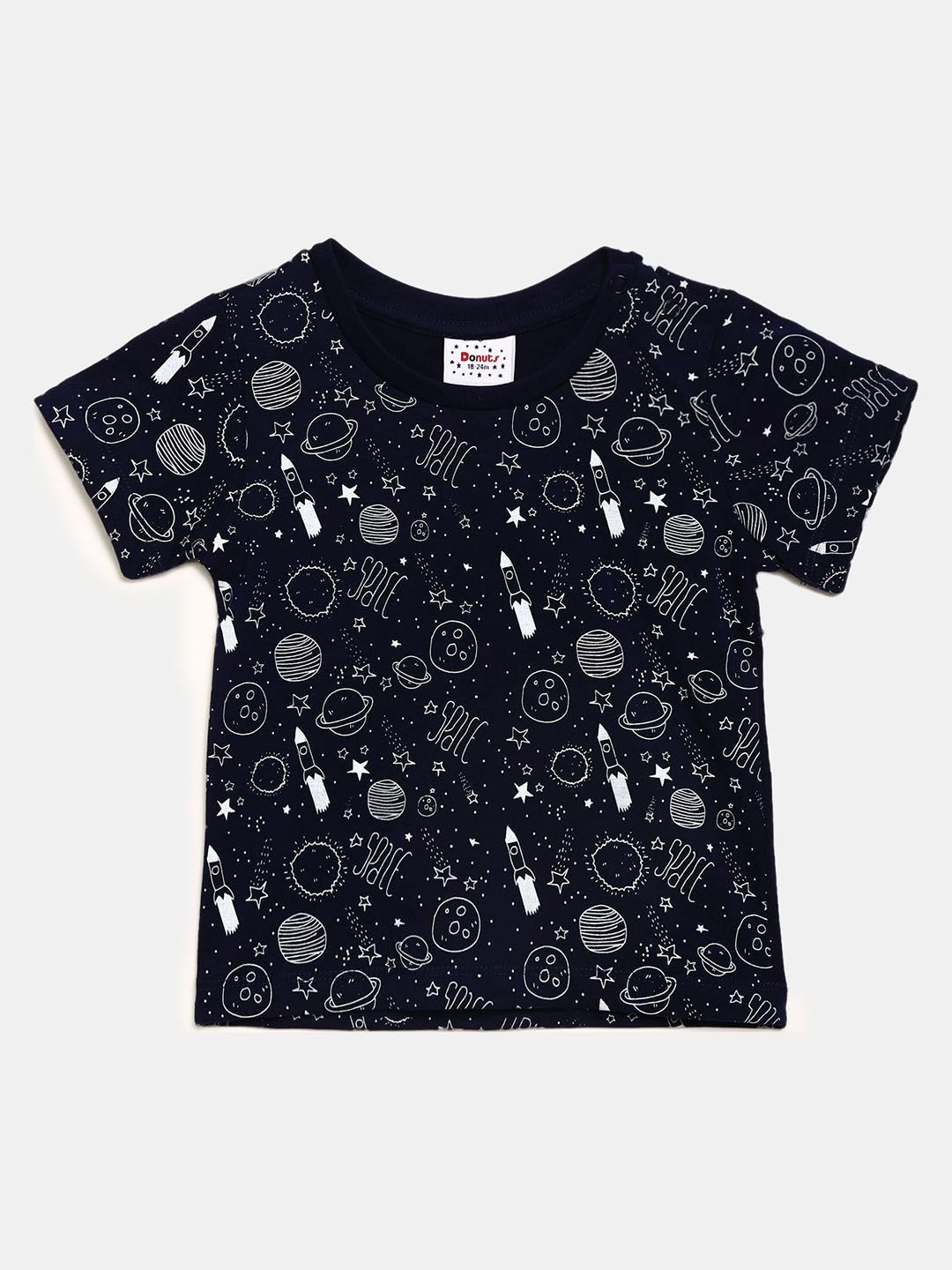 

V-Mart Infant Boys Graphic Printed Pure Cotton Round Neck T-shirt, Navy blue