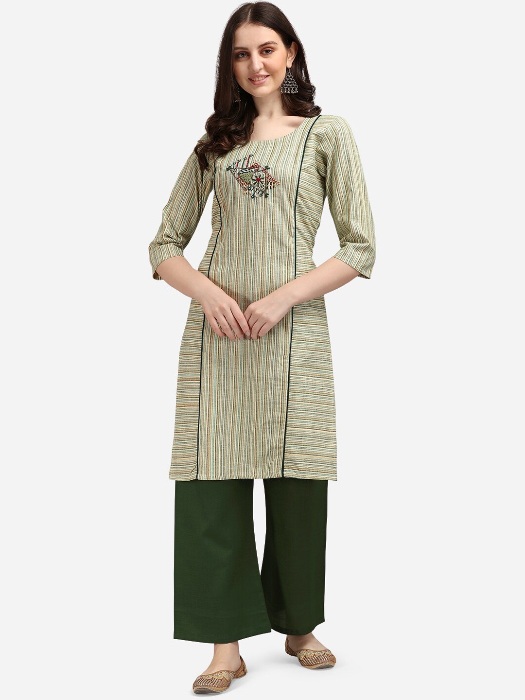 

KALINI Women Green Printed Kurta with Palazzos