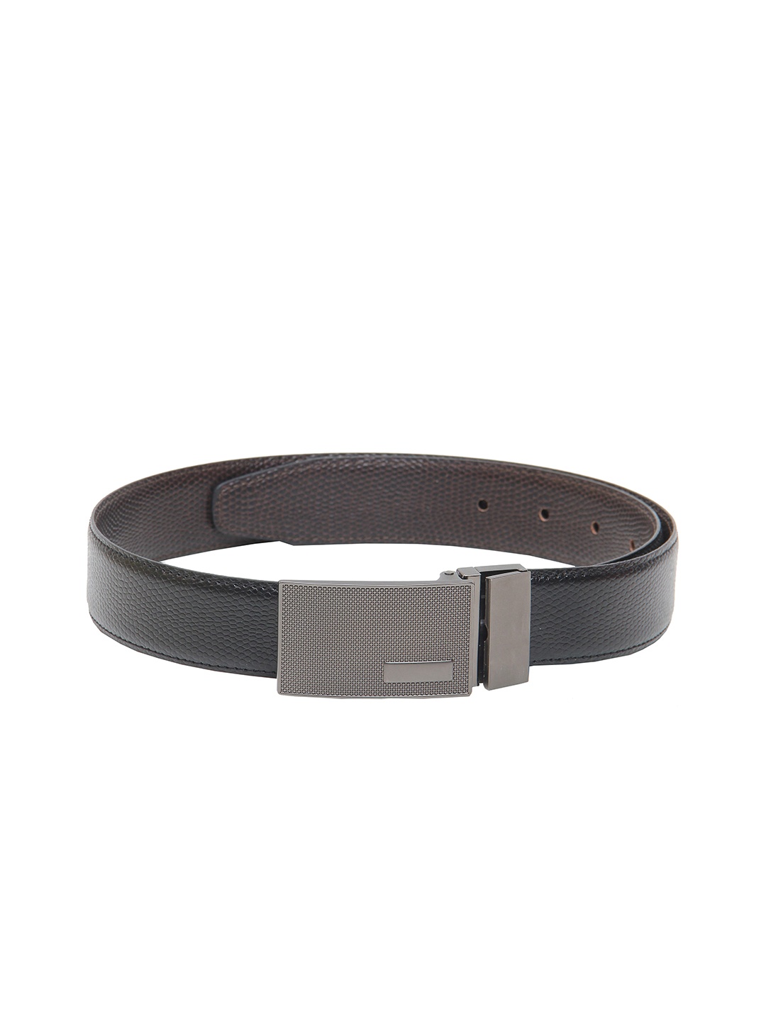 

Calvadoss Men Black Textured PU Reversible Formal Belt