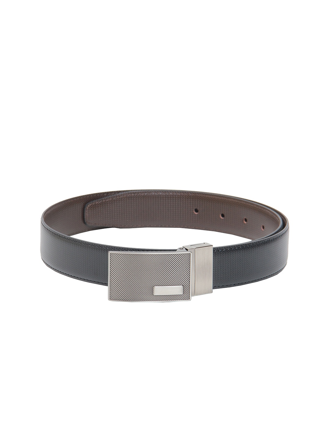 

Calvadoss Men Black Textured PU Reversible Belt