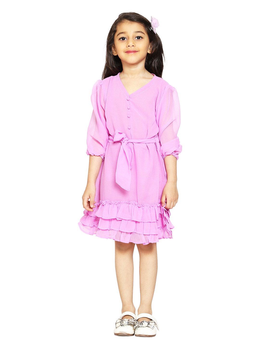 

KiddoPanti Girls Purple Georgette Dress