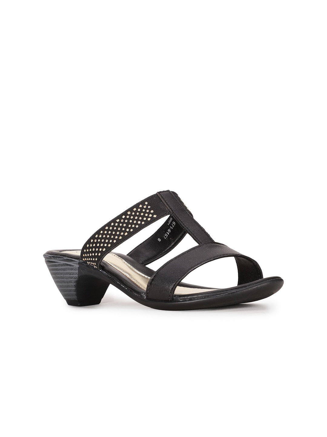 

Bata Black Textured Block Sandals