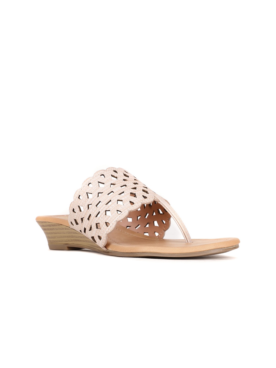 

Bata Beige Wedge Sandals with Laser Cuts