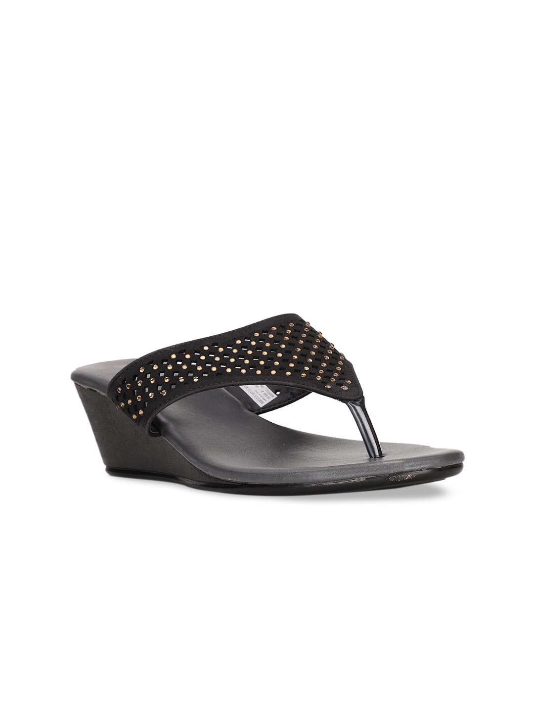 

Bata Black Embellished Wedge Sandals