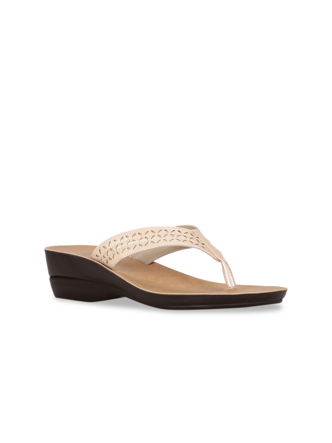 

Bata Beige Wedge Sandals with Laser Cuts