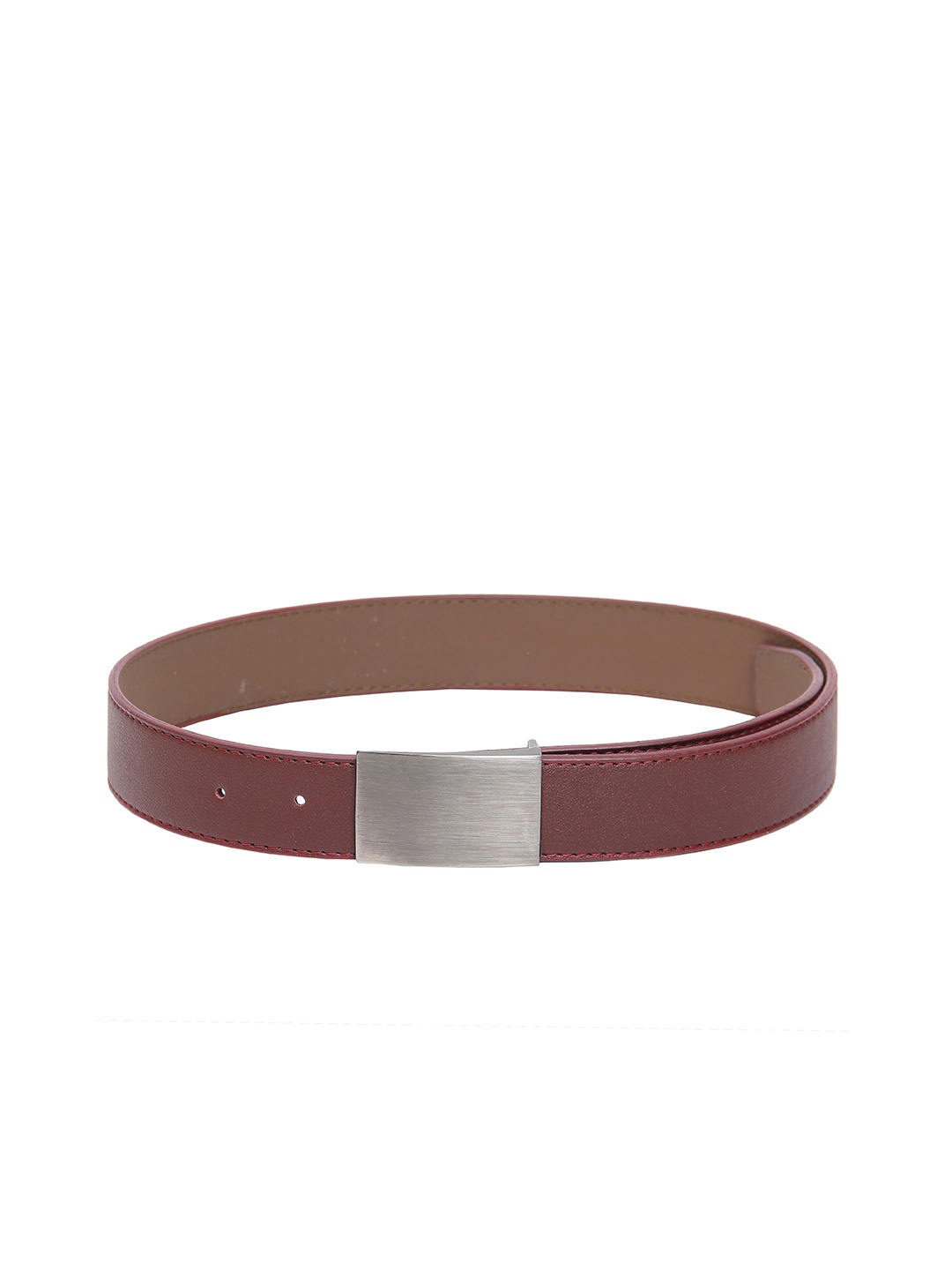 

Calvadoss Men Maroon Textured PU Belt