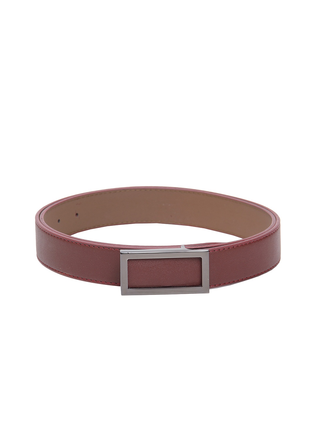 

Calvadoss Men Maroon Textured Casual Belt