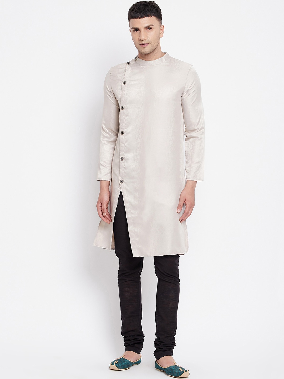 

even Men Cream-Coloured Solid Kurta