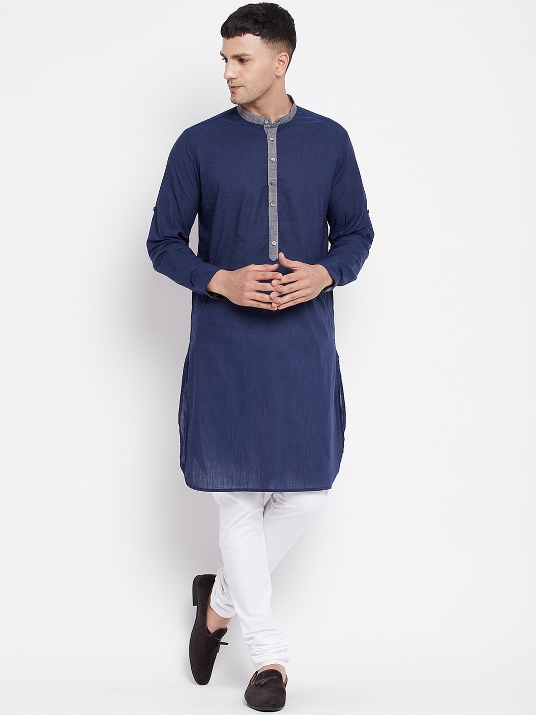 

even Men Blue Thread Work Kurta