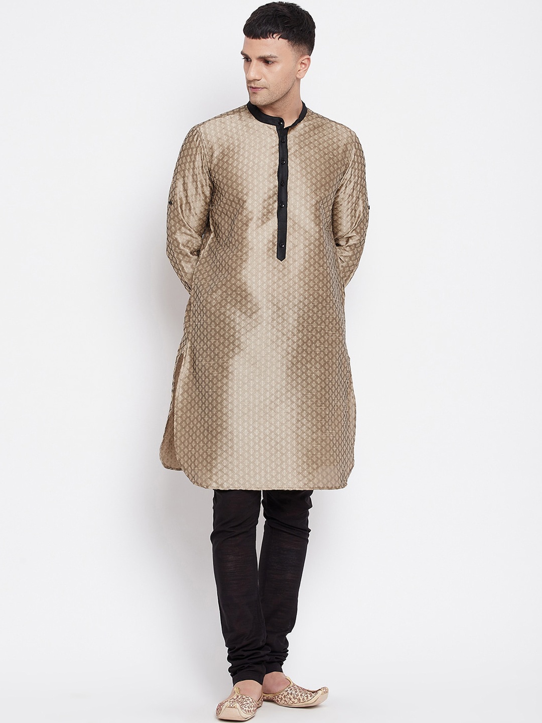 

even Men Beige Thread Work Kurta