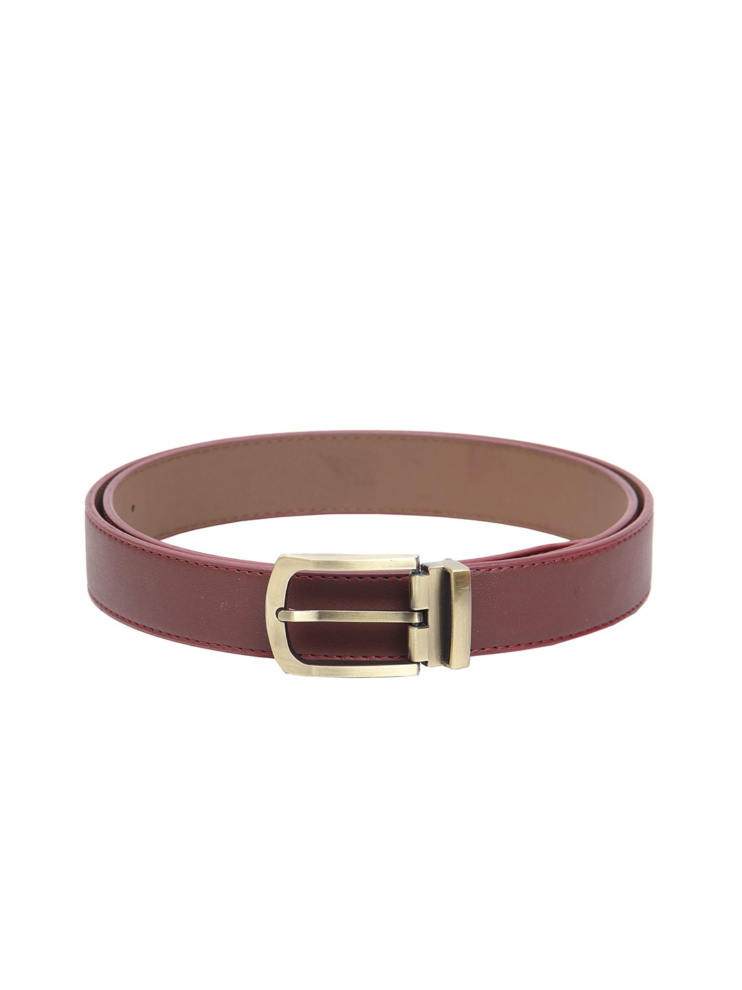 

Calvadoss Men Maroon Textured PU Belt