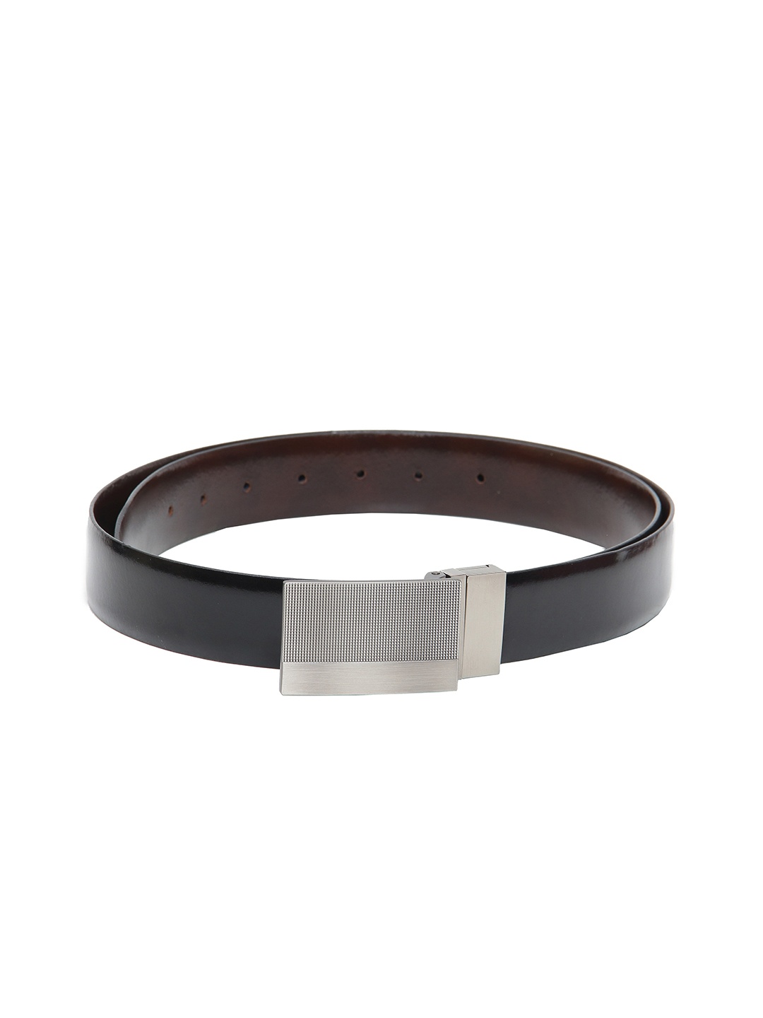

Calvadoss Men Black Textured Reversible Leather Formal Belt