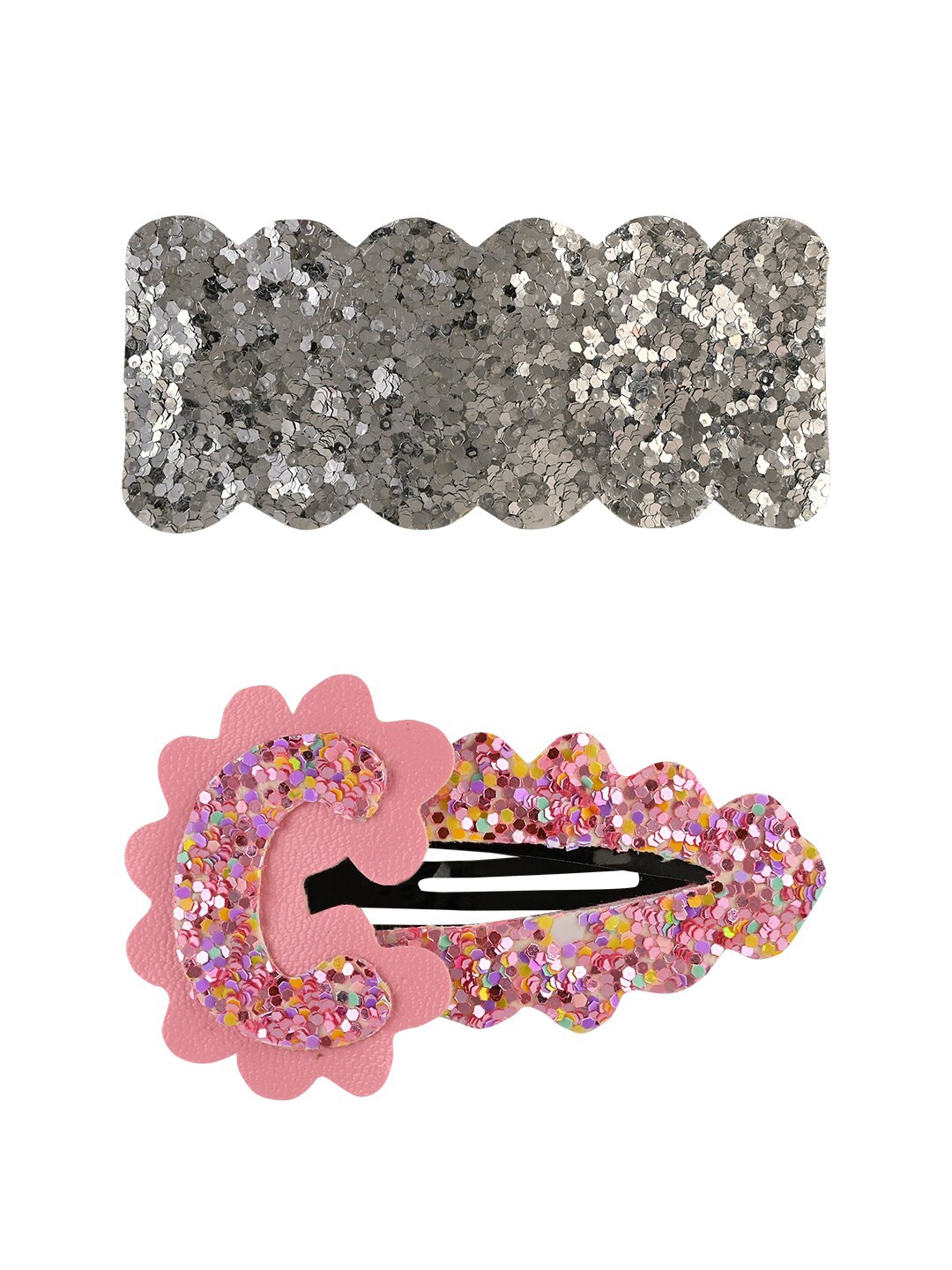 

Aye Candy Girls Silver-Toned & Pink Set of 2 Embellished Tic Tac Hair Clip