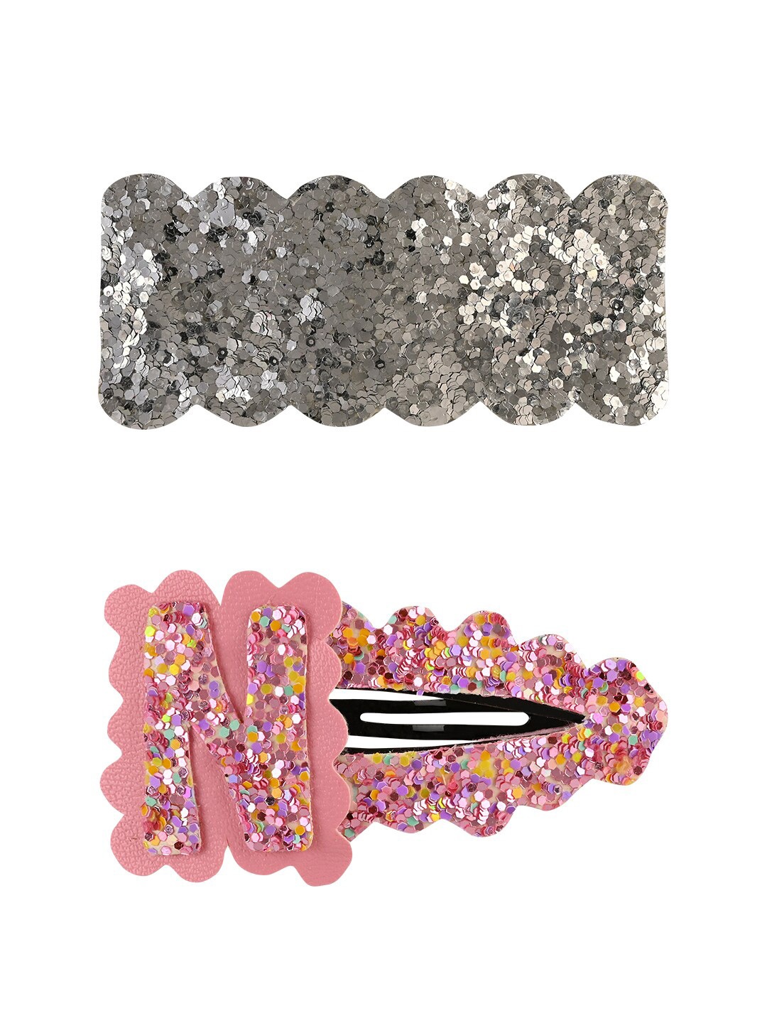 

Aye Candy Girls Silver-Toned & Pink Set of 2 Embellished Tic Tac Hair Clip