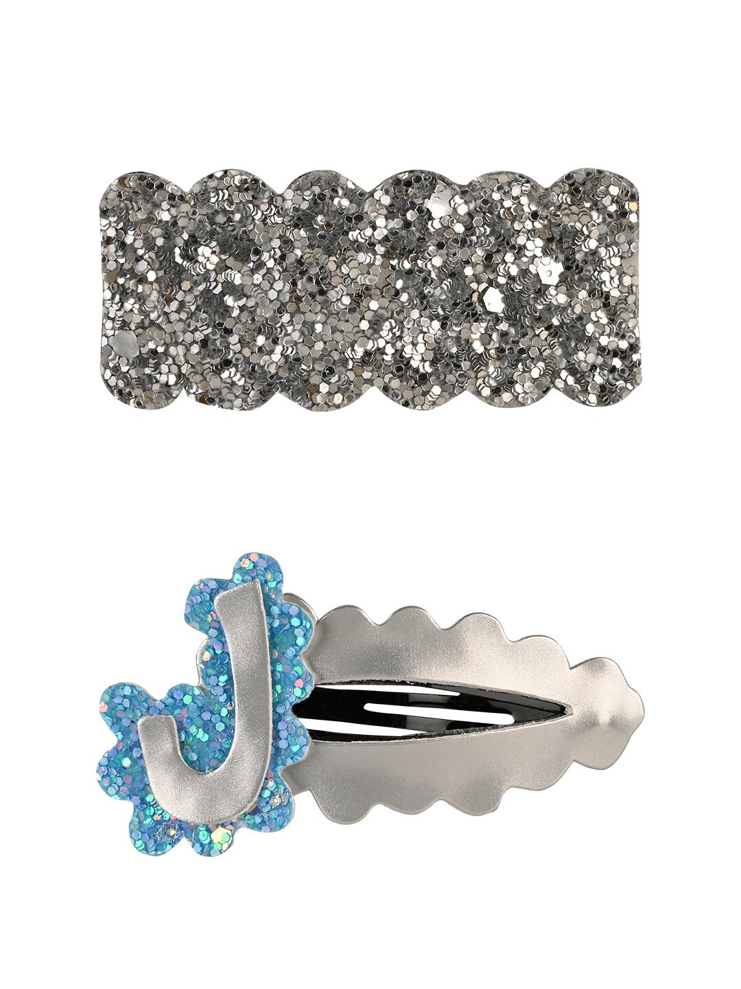 

Aye Candy Girls Silver-Toned & Blue Set of 2 Embellished Tic Tac Hair Clip