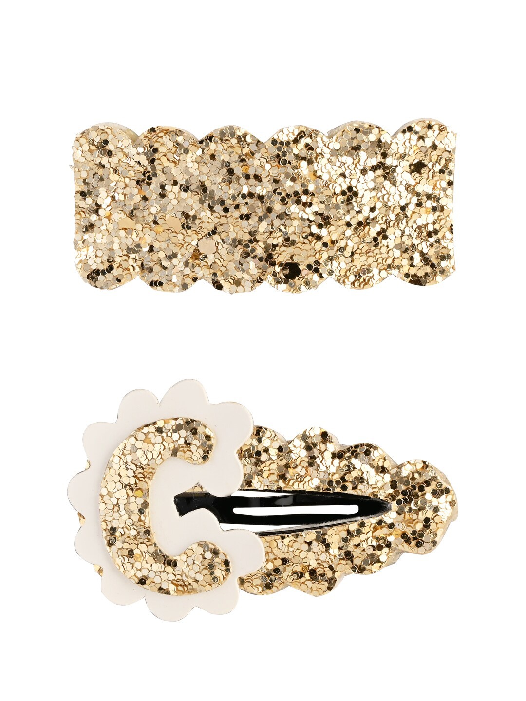 

Aye Candy Girls Gold-Toned & White Set of 2 Embellished Tic Tac Hair Clip