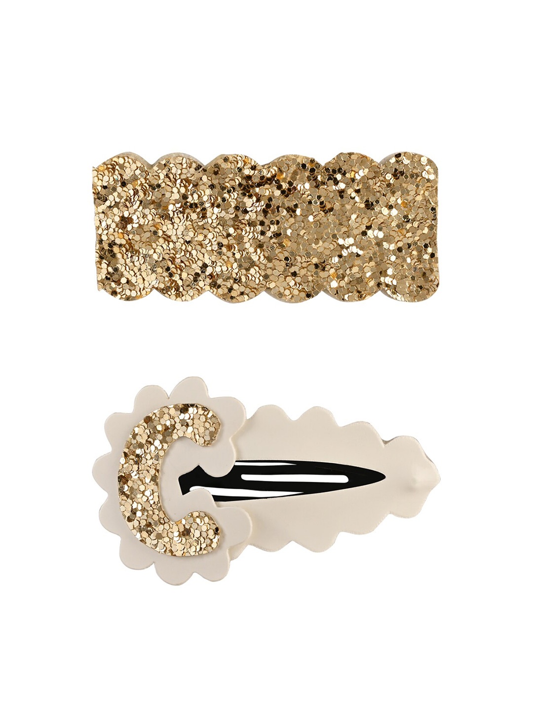 

Aye Candy Girls White & Gold-Toned Set of 2 Embellished Tic Tac Hair Clip