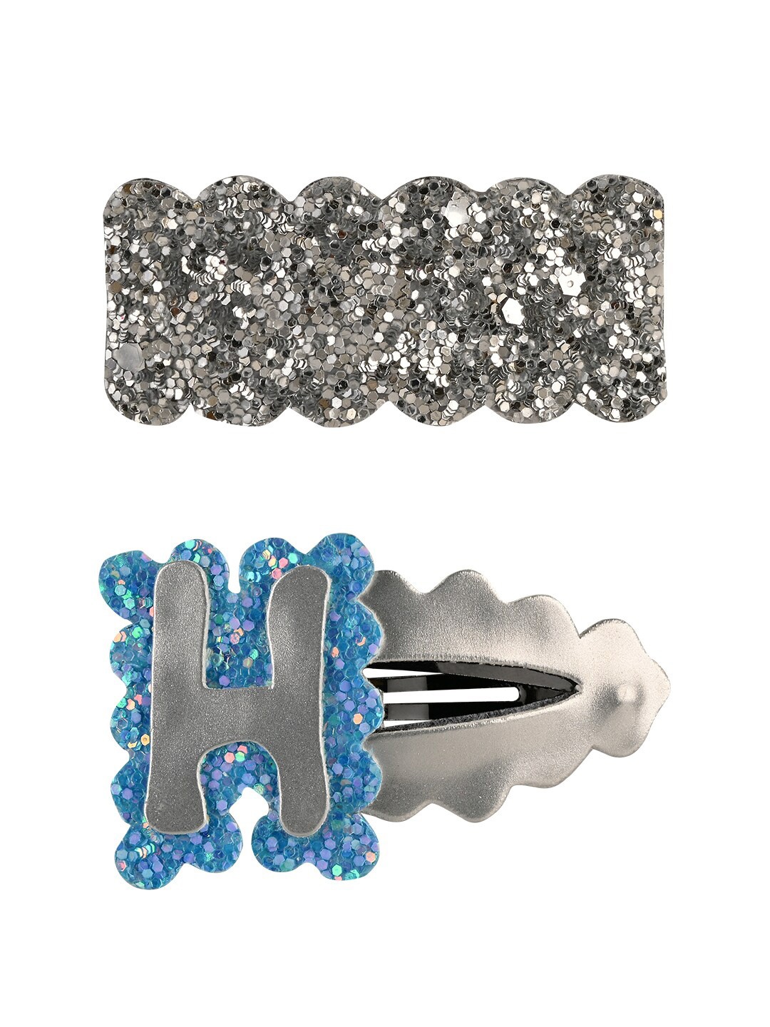 

Aye Candy Girls Set of 2 Silver-Toned & Blue Embellished Tic Tac Hair Clips