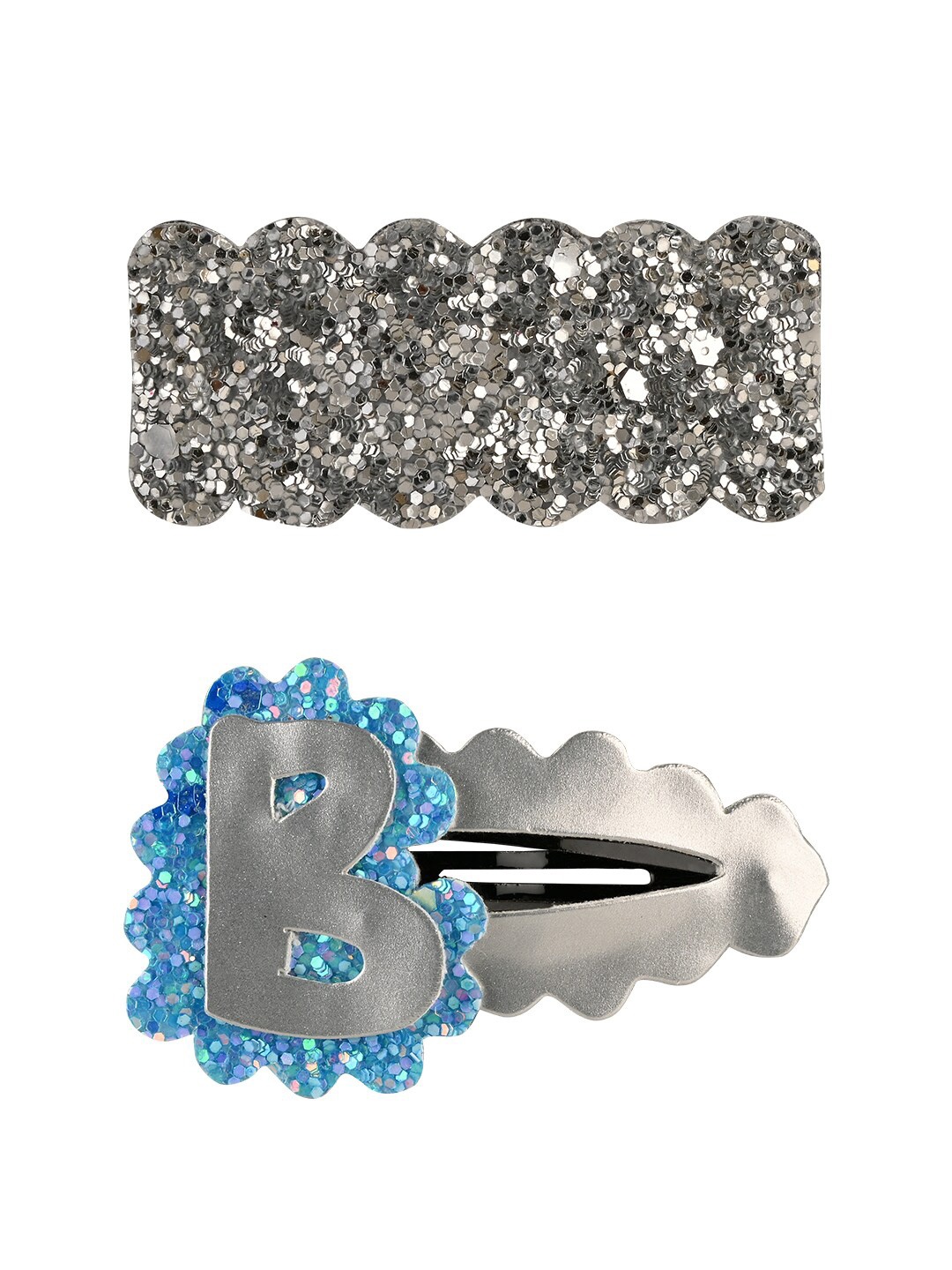 

Aye Candy Girls Silver-Toned & Blue Set of 2 Embellished Tic Tac Hair Clip
