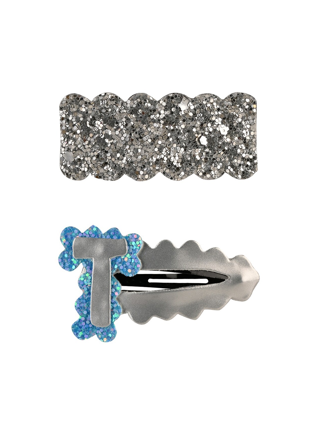

Aye Candy Girls Silver-Toned & Blue Set of 2 Embellished Tic Tac Hair Clip