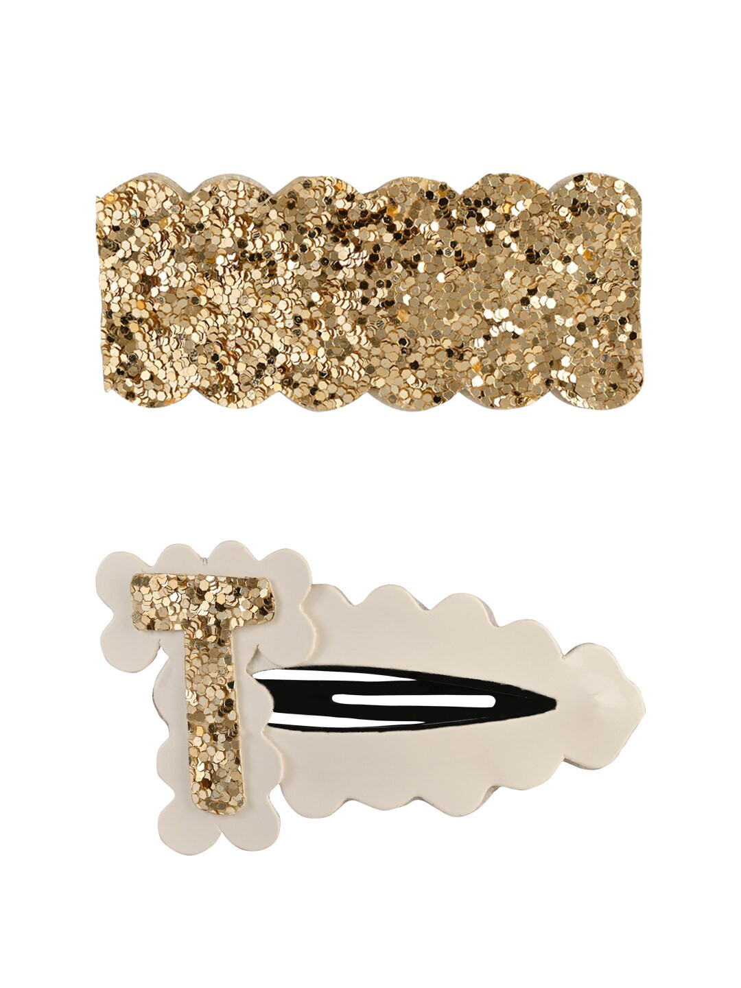 

Aye Candy Girls White & Gold-Toned Set of 2 Embellished Tic Tac Hair Clip