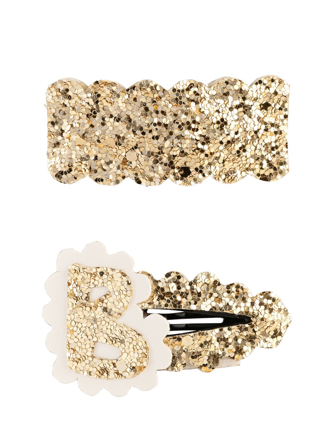 

Aye Candy Girls Set of 2 Gold-Toned & White Embellished Tic Tac Hair Clips
