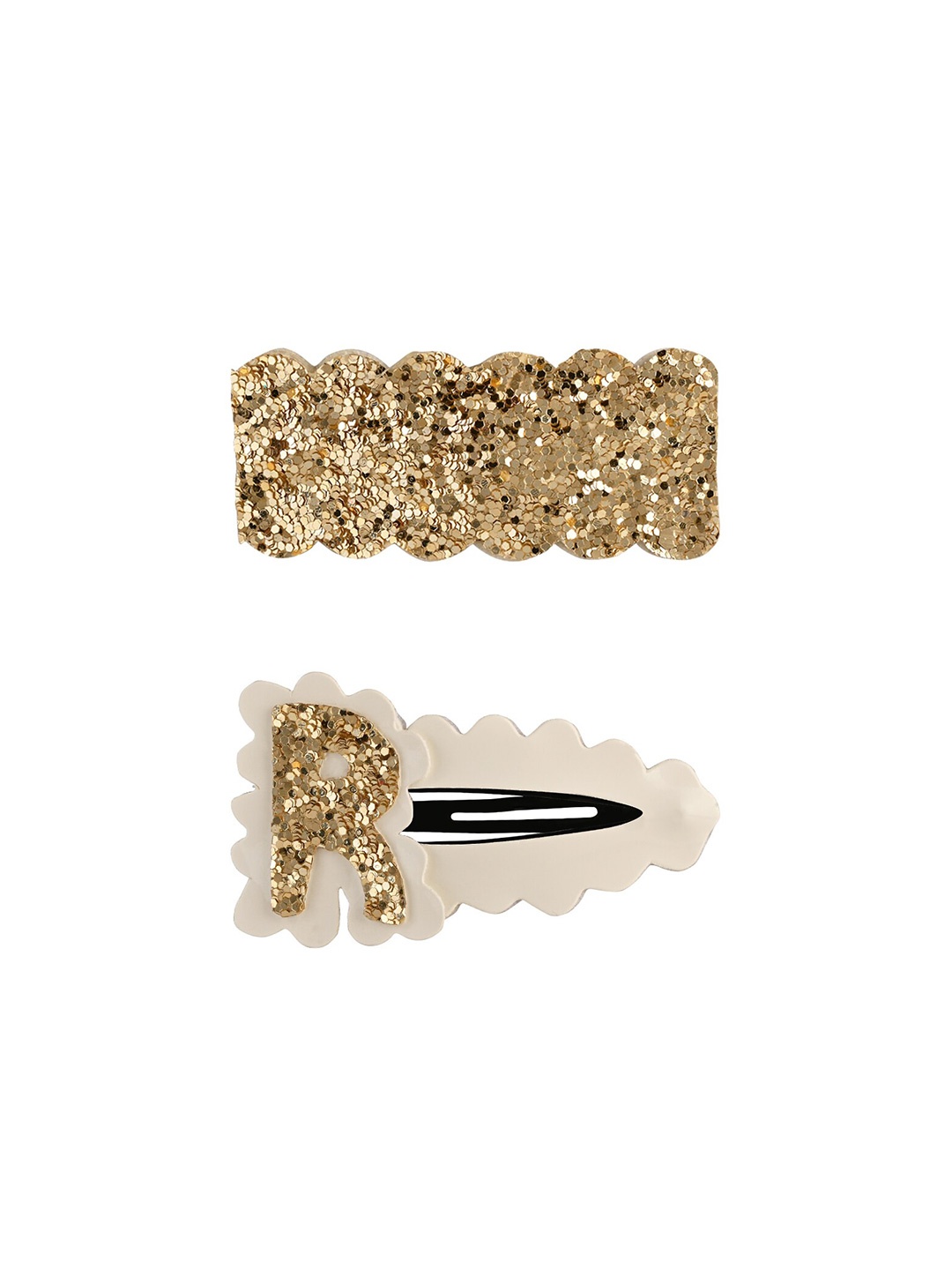 

Aye Candy Girls White & Gold-Toned Set of 2 Embellished Tic Tac Hair Clip