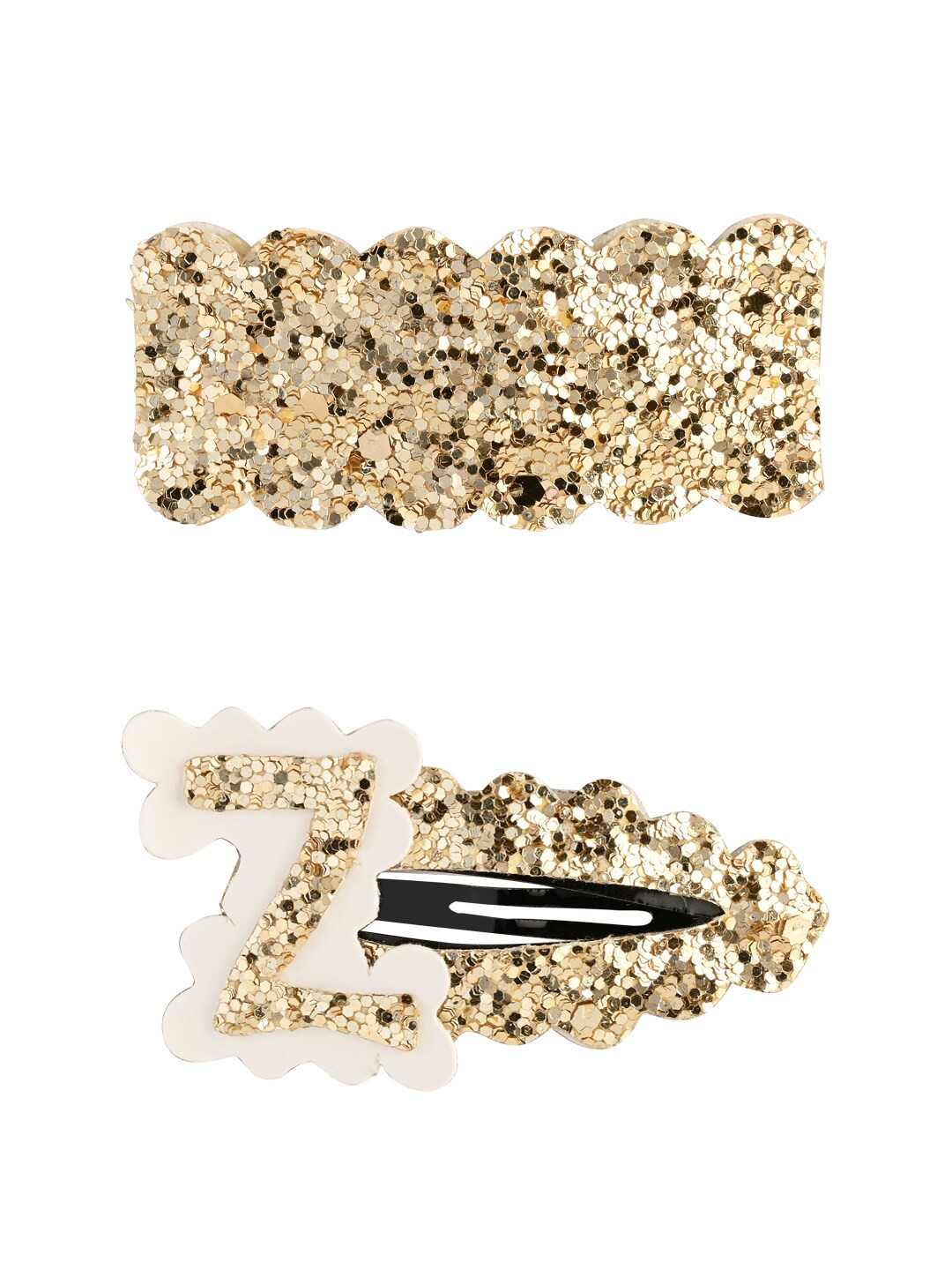 

Aye Candy Girls Set of 2 Gold-Toned & White Tic Tac Hair Clips