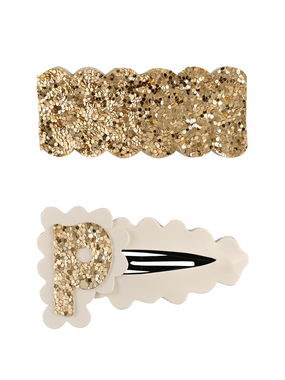 

Aye Candy Girls White & Gold-Toned Set of 2 Embellished Tic Tac Hair Clip