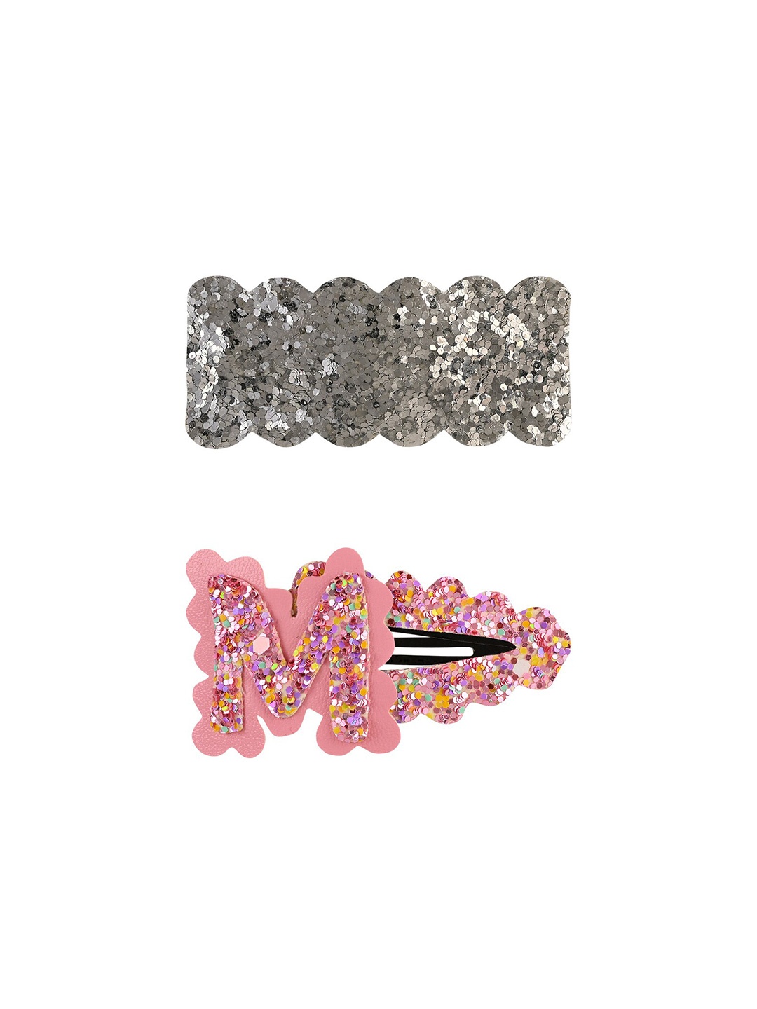 

Aye Candy Girls Silver-Toned & Pink Set of 2 Embellished Tic Tac Hair Clip