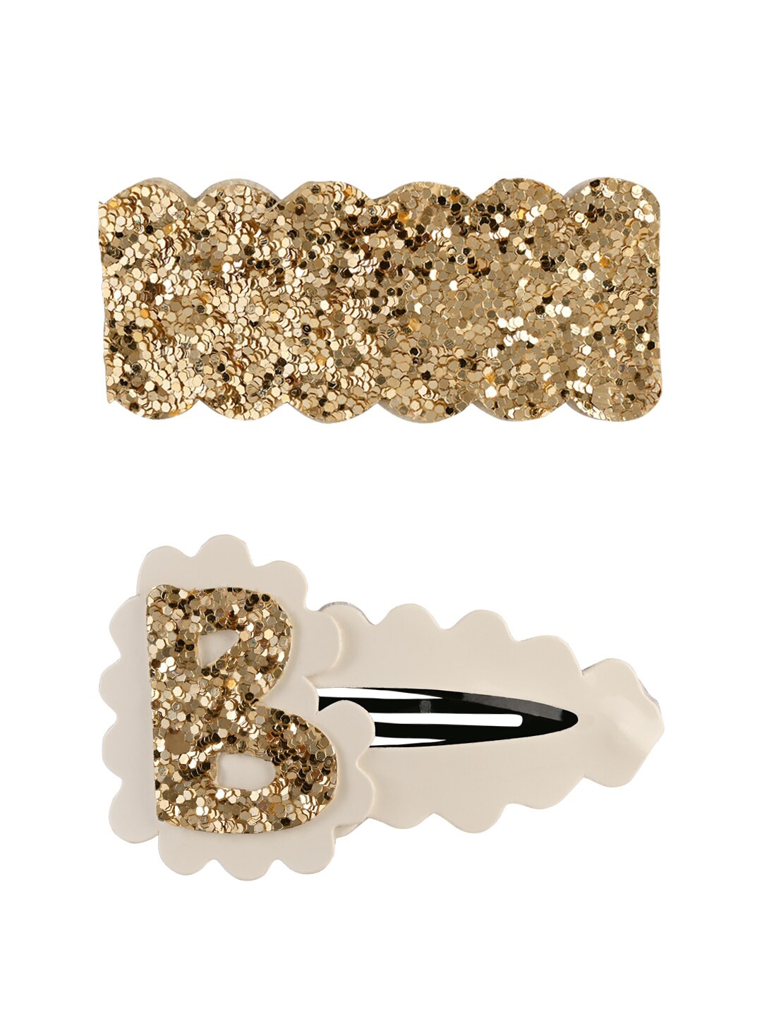 

Aye Candy Girls Set of 2 White & Gold-Toned Tic Tac Hair Clips