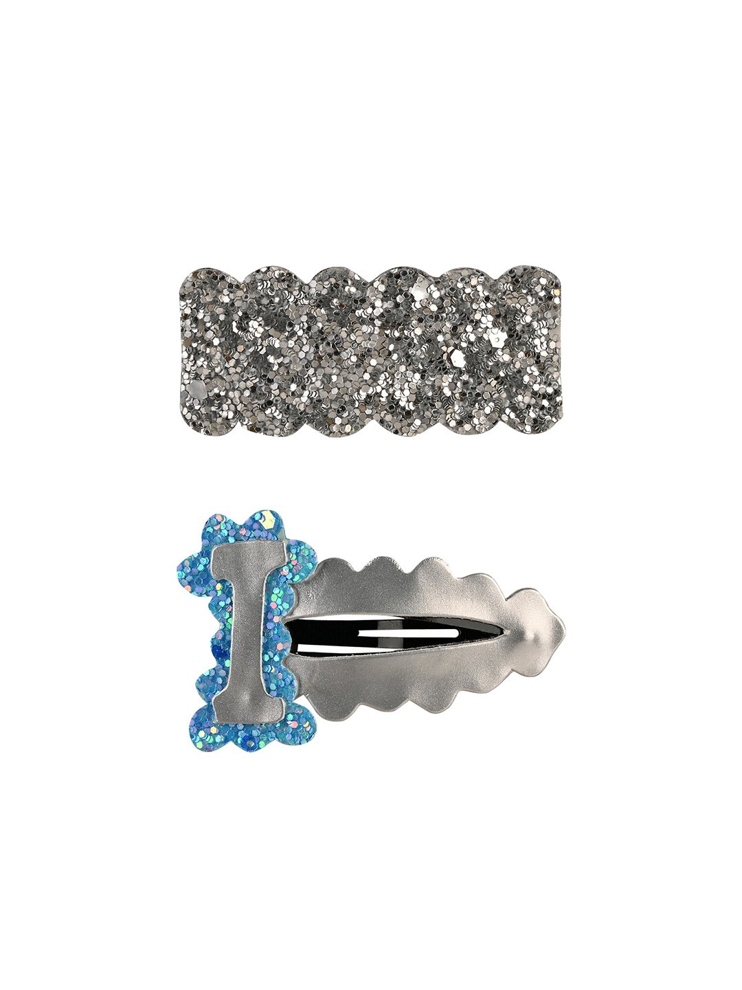 

Aye Candy Girls Silver-Toned & Blue Set of 2 Embellished Tic Tac Hair Clip