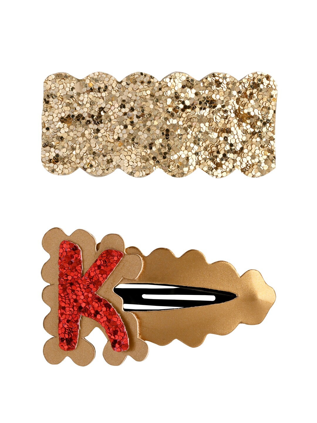 

Aye Candy Girls Gold-Toned & Red K Letter Snap Up Clip Set