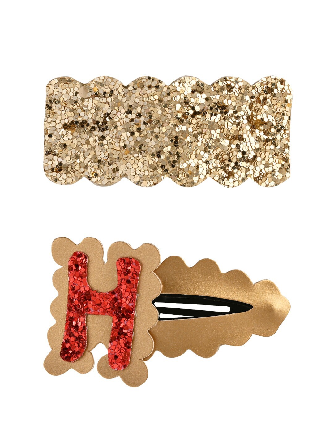 

Aye Candy Girls Gold-Toned & Red Set of 2 Embellished Tic Tac Hair Clip