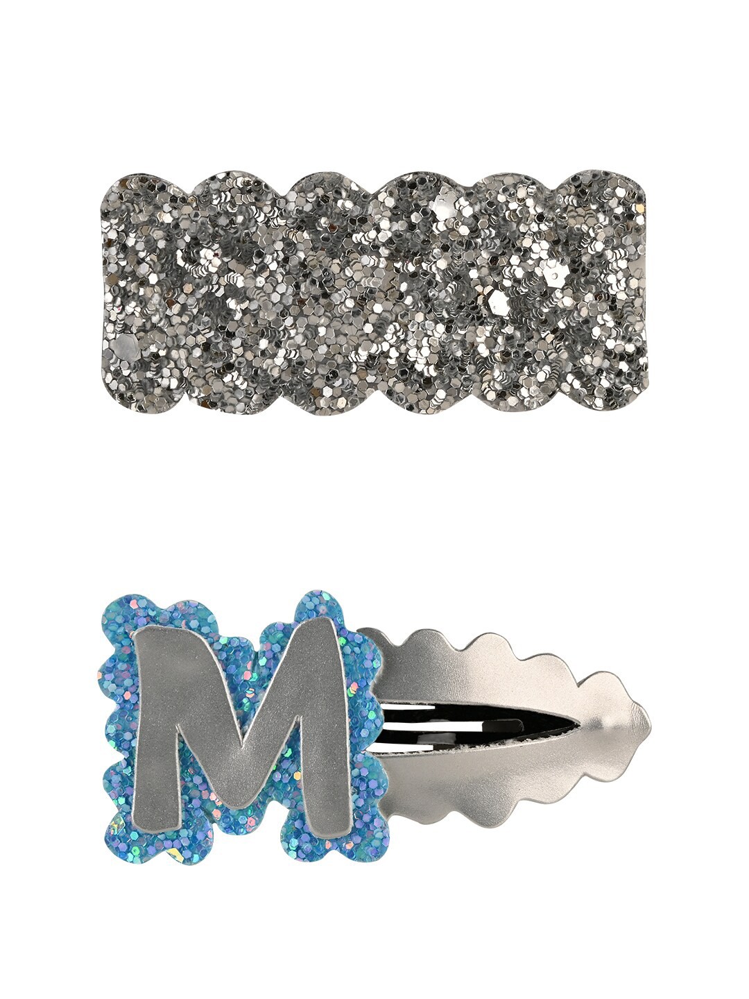 

Aye Candy Girls Silver-Toned & Blue Set of 2 Embellished Tic Tac Hair Clip