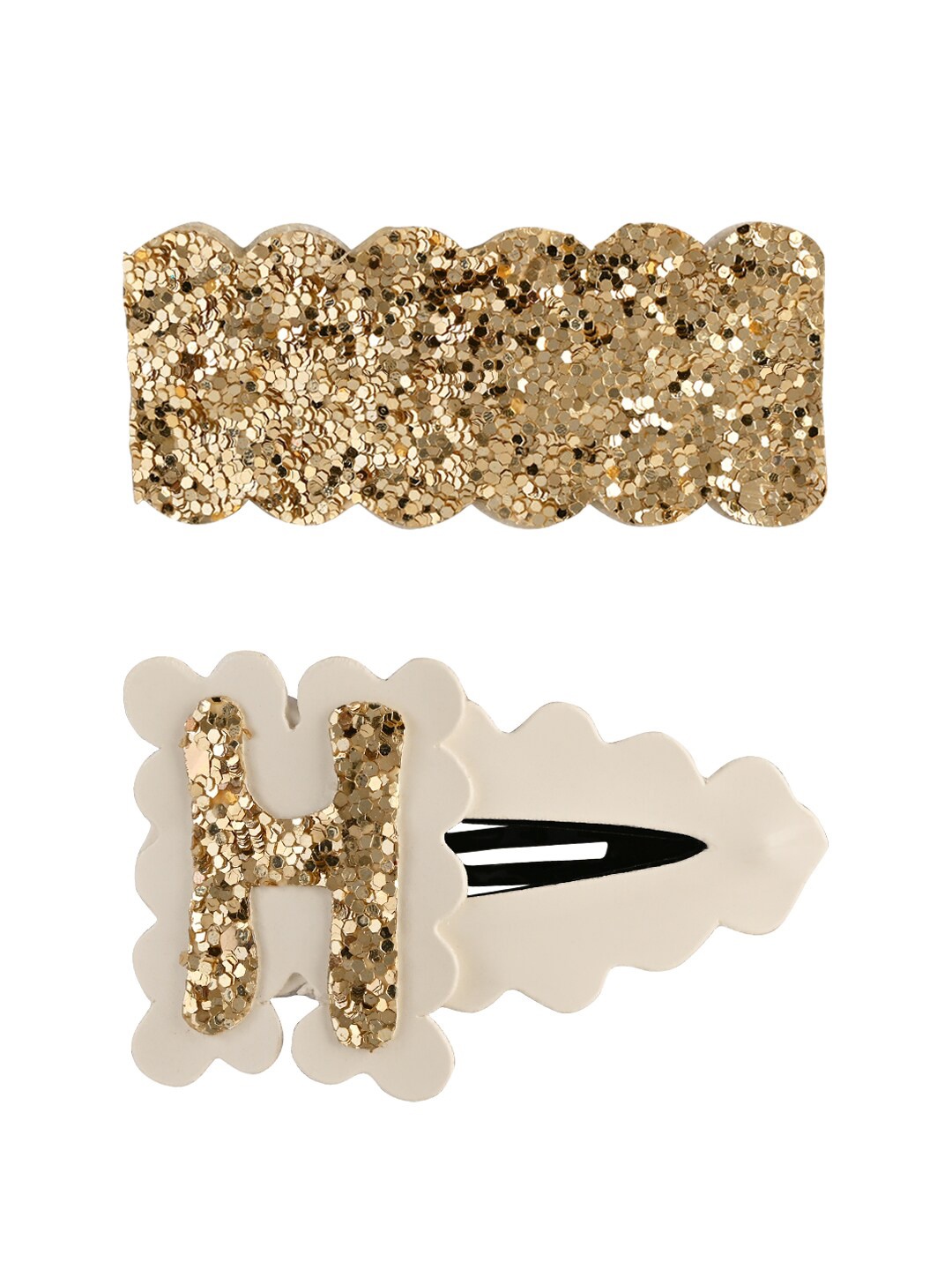 

Aye Candy Girls White & Gold-Toned Set of 2 Embellished Tic Tac Hair Clip