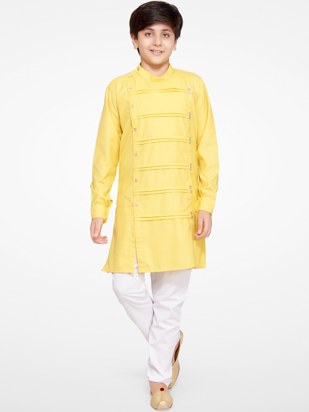 

Jeetethnics Boys Yellow Angrakha Kurta with Pyjamas